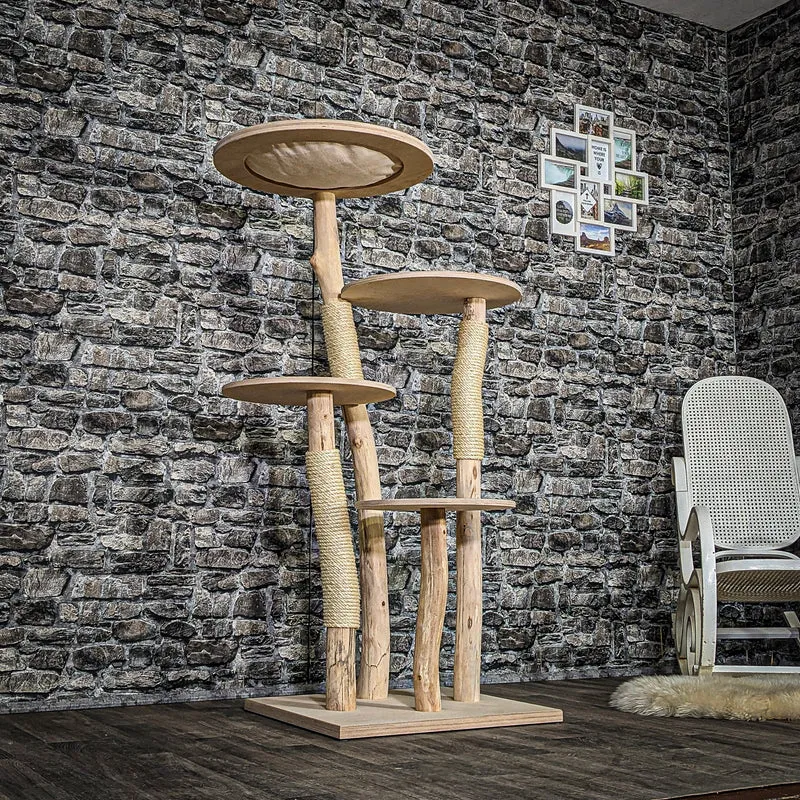 Naturkratzbaum 3872 Kratzbaum Natur Holz Design 142 cm hoch Katzenbaum