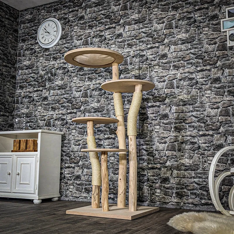 Naturkratzbaum 3872 Kratzbaum Natur Holz Design 142 cm hoch Katzenbaum
