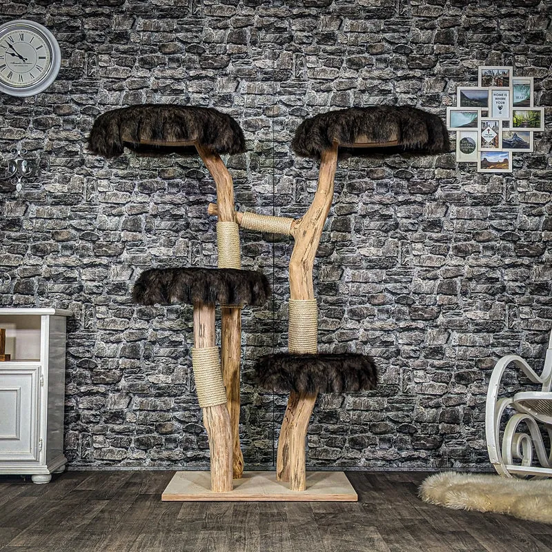 Naturkratzbaum 3917 Kratzbaum Natur Holz Design 160 cm hoch Katzenbaum