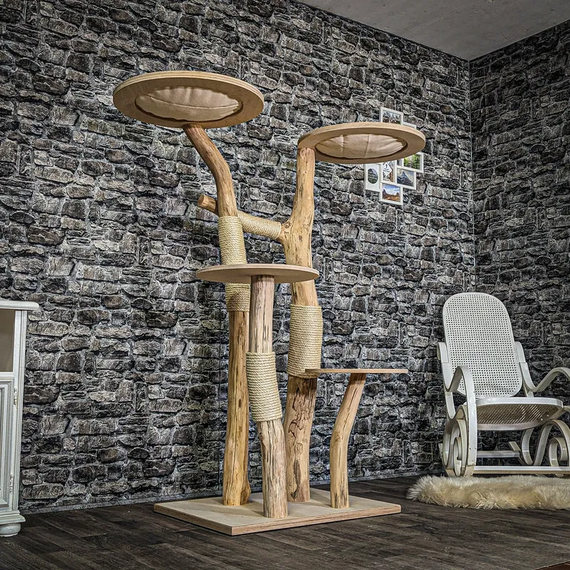 Naturkratzbaum 3917 Kratzbaum Natur Holz Design 160 cm hoch Katzenbaum