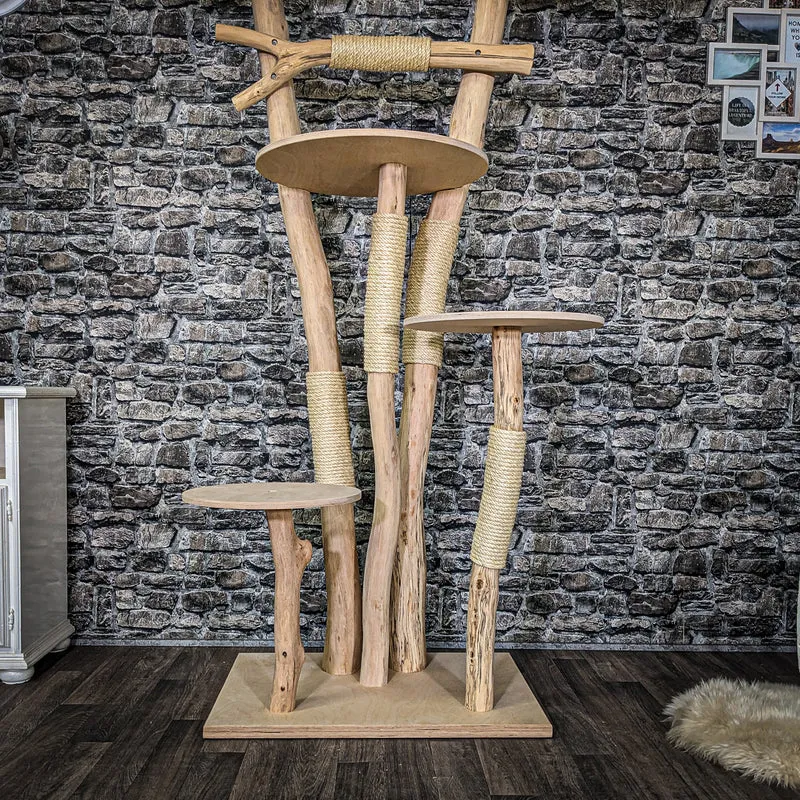 Naturkratzbaum 3914 Kratzbaum Natur Holz Design 190 cm hoch Katzenbaum