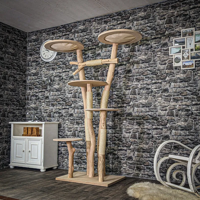 Naturkratzbaum 3914 Kratzbaum Natur Holz Design 190 cm hoch Katzenbaum