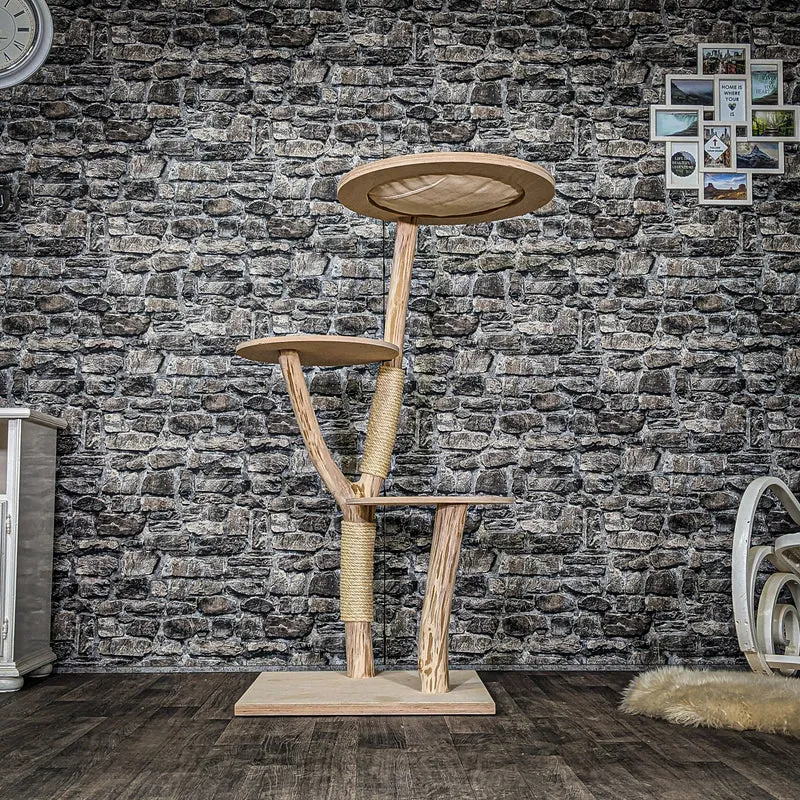 Naturkratzbaum 3913 Kratzbaum Natur Holz Design 135 cm hoch Katzenbaum