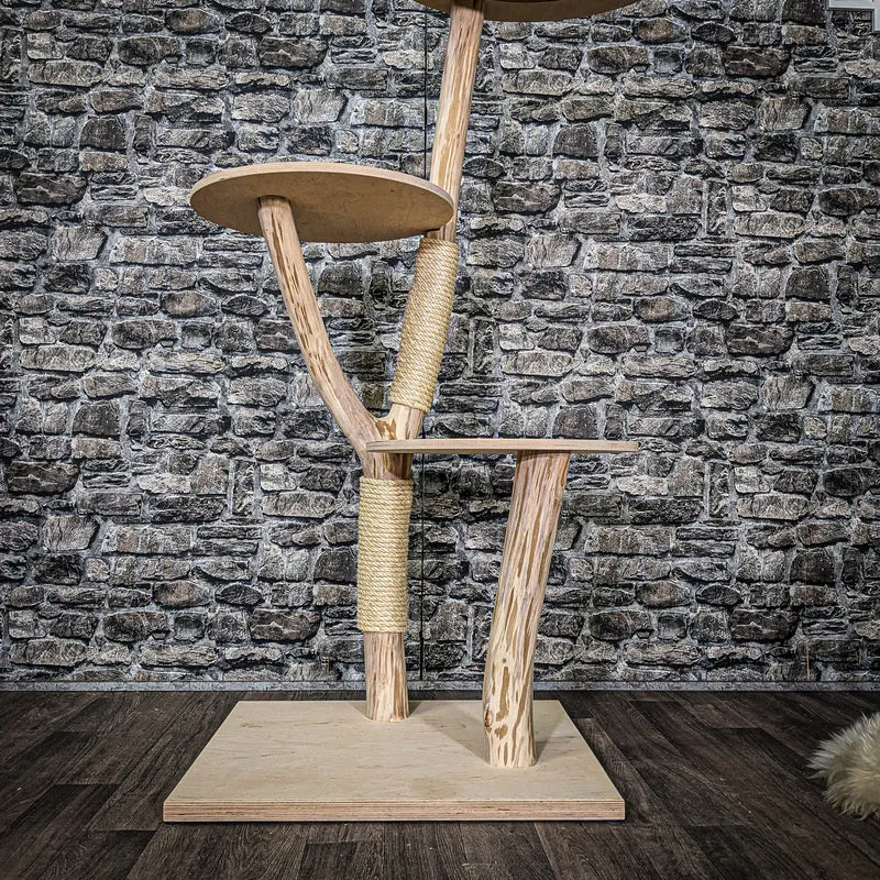 Naturkratzbaum 3913 Kratzbaum Natur Holz Design 135 cm hoch Katzenbaum