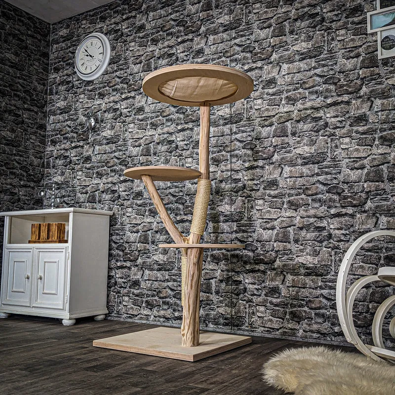 Naturkratzbaum 3913 Kratzbaum Natur Holz Design 135 cm hoch Katzenbaum