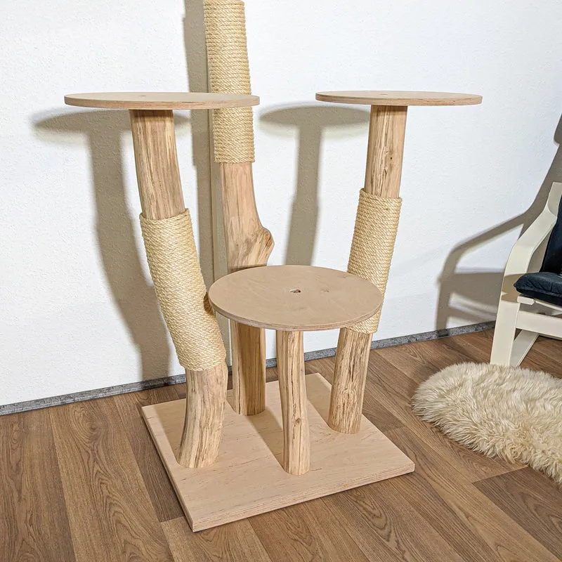 Naturkratzbaum 3912 Kratzbaum Natur Holz Design 136 cm hoch Katzenbaum