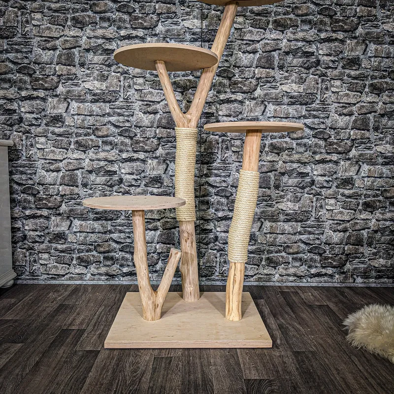 Naturkratzbaum 3910 Kratzbaum Natur Holz Design 145 cm hoch Katzenbaum