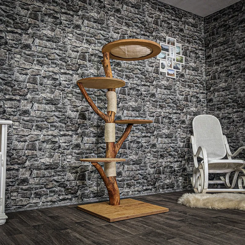 Naturkratzbaum 3907 Kratzbaum Natur Holz Design 152 cm hoch Katzenbaum