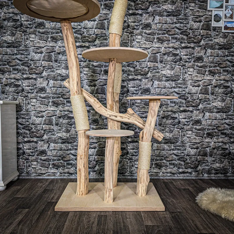 Naturkratzbaum 3905 Kratzbaum Natur Holz Design 175 cm hoch Katzenbaum