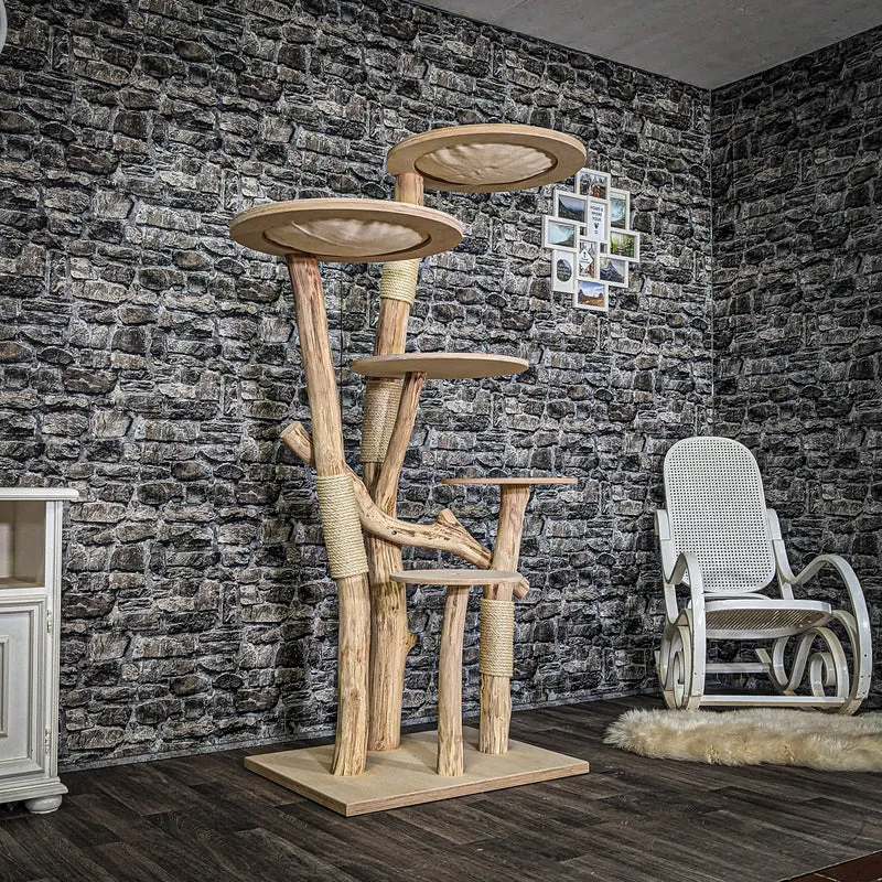 Naturkratzbaum 3905 Kratzbaum Natur Holz Design 175 cm hoch Katzenbaum