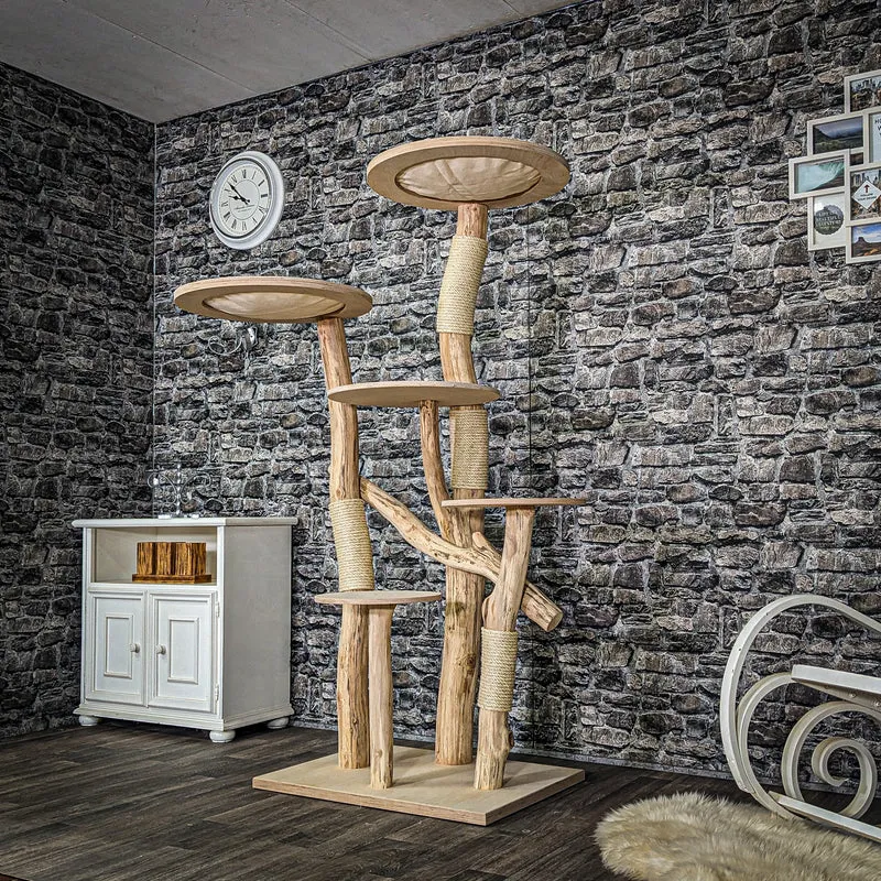 Naturkratzbaum 3905 Kratzbaum Natur Holz Design 175 cm hoch Katzenbaum
