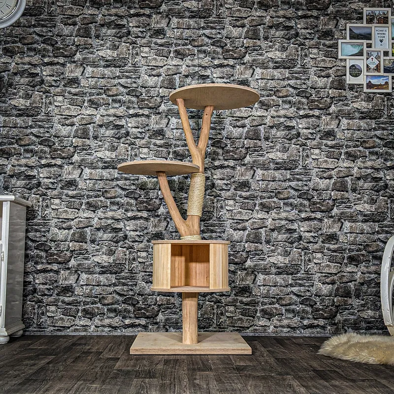 Naturkratzbaum 3903 Kratzbaum Natur Holz Design 135 cm hoch Katzenbaum