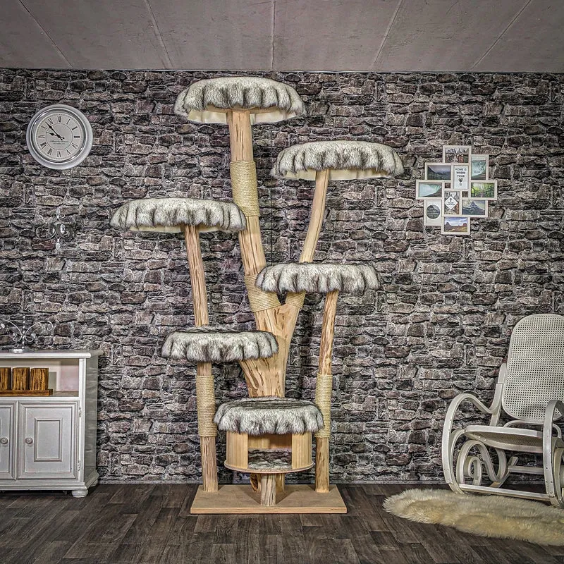 Naturkratzbaum 3902 Kratzbaum Natur Holz Design 218 cm hoch Katzenbaum