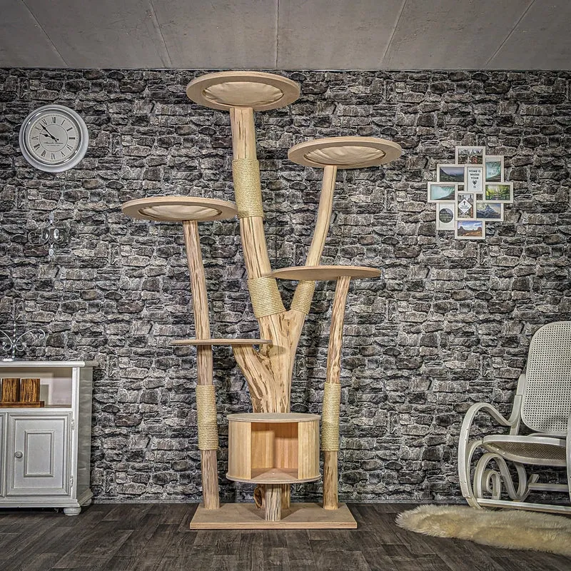 Naturkratzbaum 3902 Kratzbaum Natur Holz Design 218 cm hoch Katzenbaum