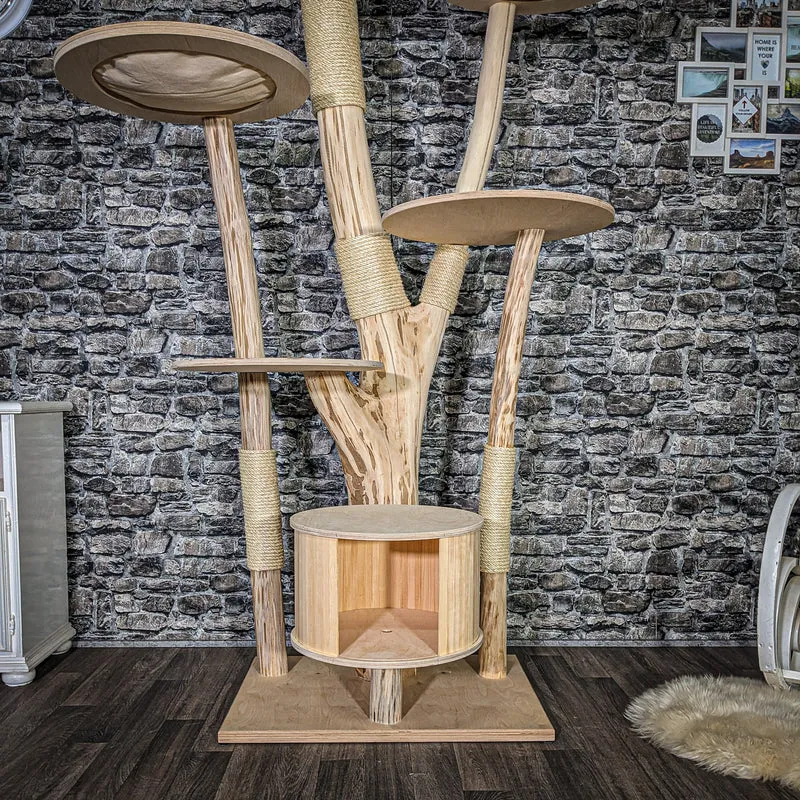 Naturkratzbaum 3902 Kratzbaum Natur Holz Design 218 cm hoch Katzenbaum