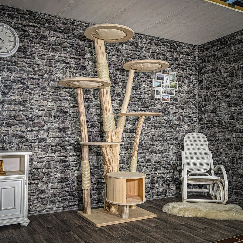Naturkratzbaum 3902 Kratzbaum Natur Holz Design 218 cm hoch Katzenbaum