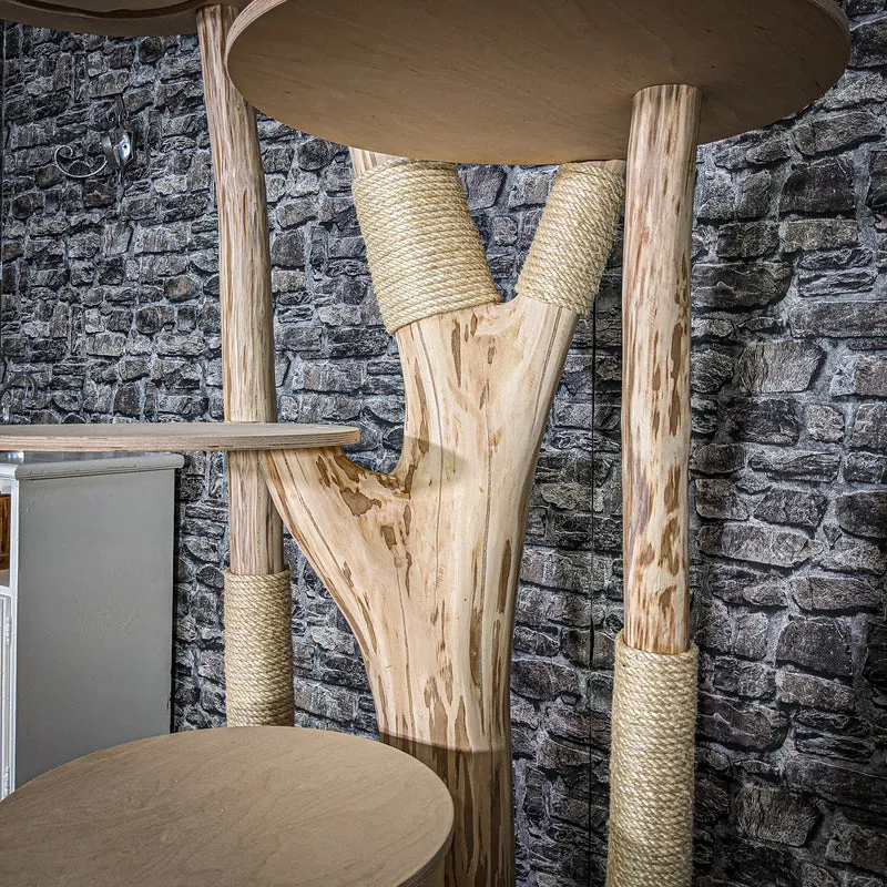 Naturkratzbaum 3902 Kratzbaum Natur Holz Design 218 cm hoch Katzenbaum
