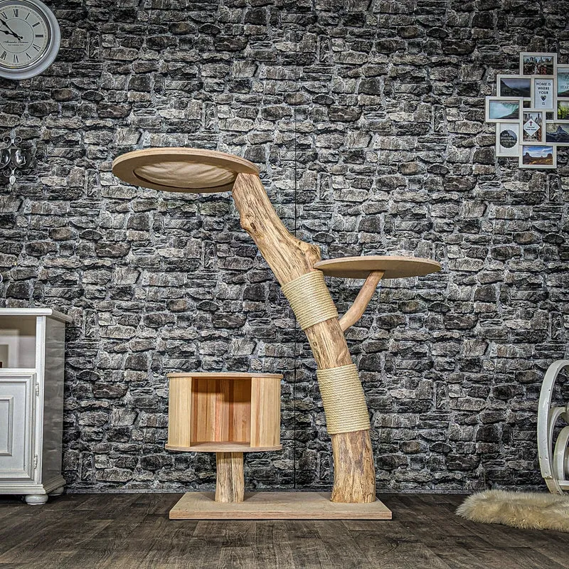 Naturkratzbaum 3936 Kratzbaum Natur Holz Design 135 cm hoch Katzenbaum