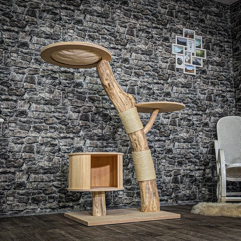 Naturkratzbaum 3936 Kratzbaum Natur Holz Design 135 cm hoch Katzenbaum