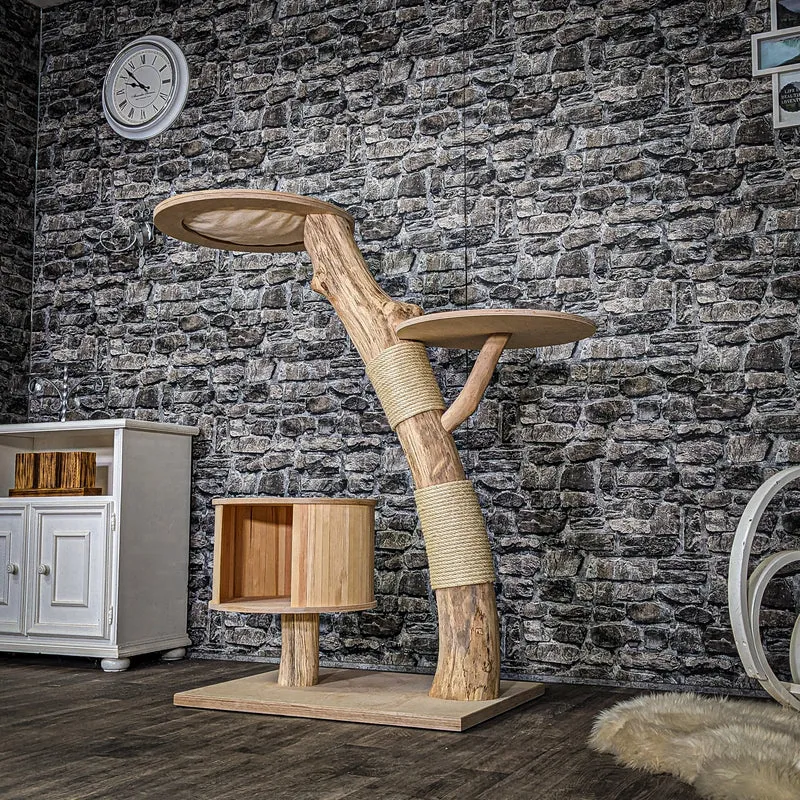 Naturkratzbaum 3936 Kratzbaum Natur Holz Design 135 cm hoch Katzenbaum