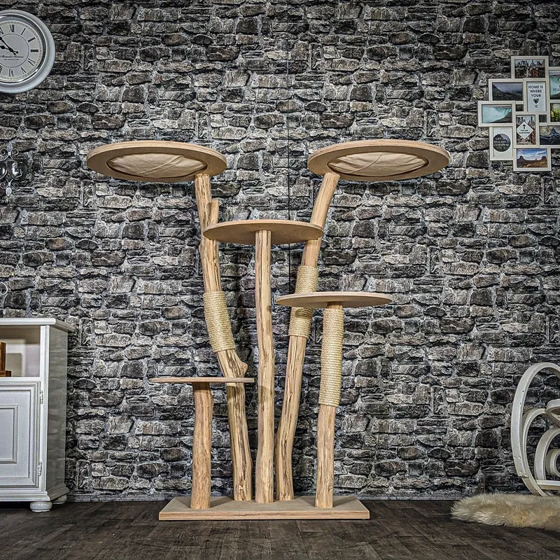 Naturkratzbaum 3898 Kratzbaum Natur Holz Design 145 cm hoch Katzenbaum