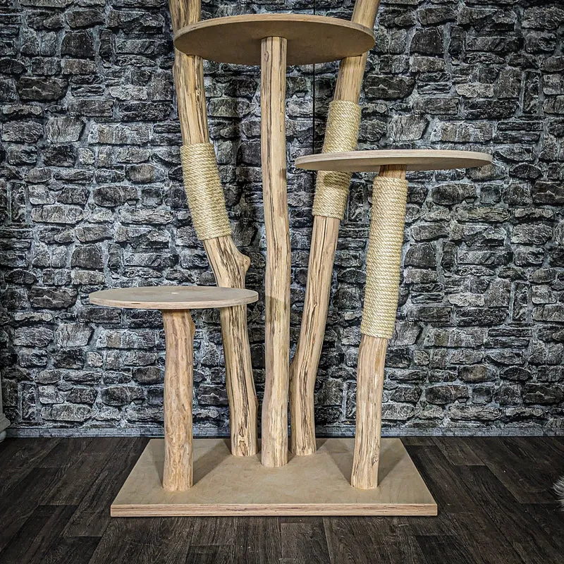 Naturkratzbaum 3898 Kratzbaum Natur Holz Design 145 cm hoch Katzenbaum