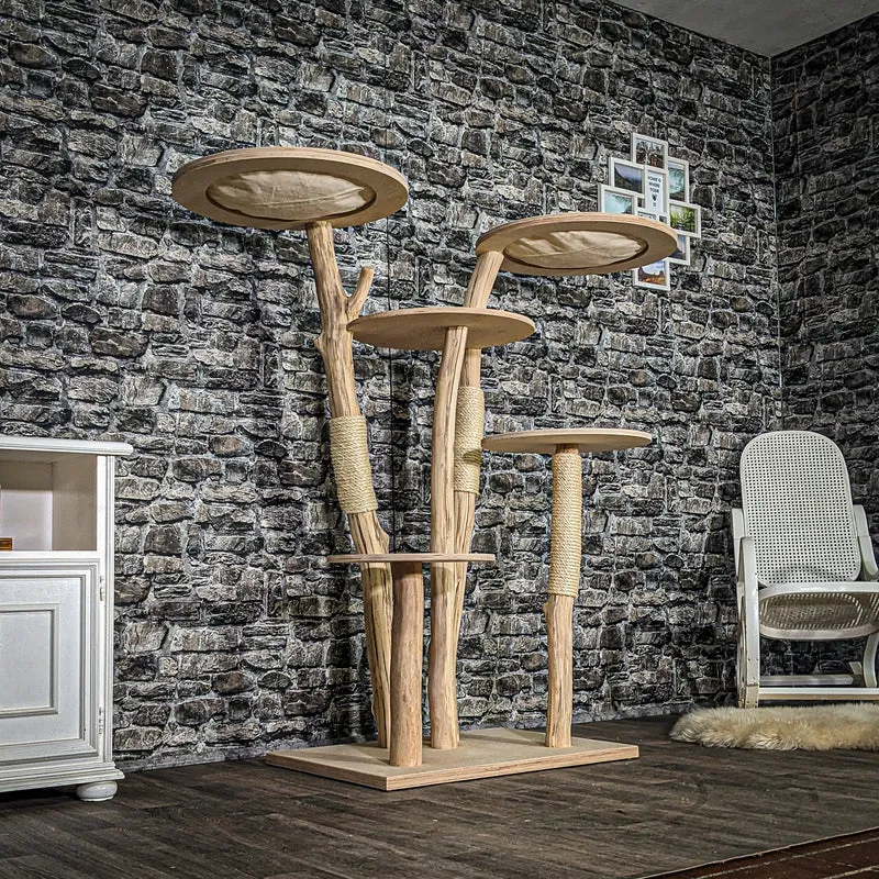 Naturkratzbaum 3898 Kratzbaum Natur Holz Design 145 cm hoch Katzenbaum