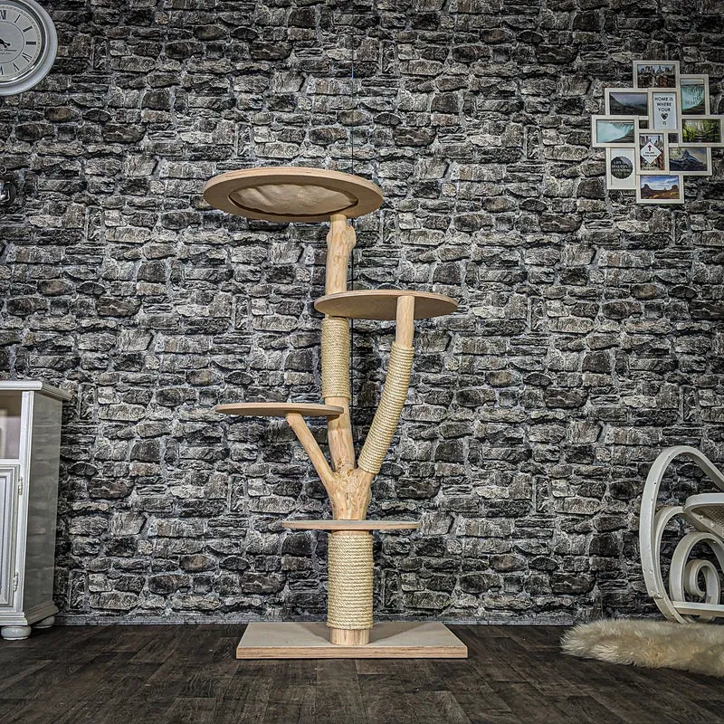 Naturkratzbaum 3895 Kratzbaum Natur Holz Design 140 cm hoch Katzenbaum