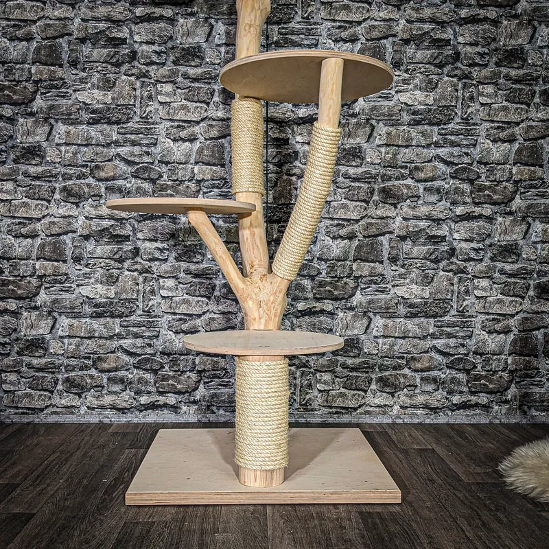 Naturkratzbaum 3895 Kratzbaum Natur Holz Design 140 cm hoch Katzenbaum