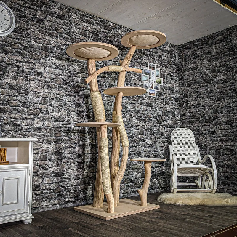 Naturkratzbaum 3889 Kratzbaum Natur Holz Design 205 cm hoch Katzenbaum