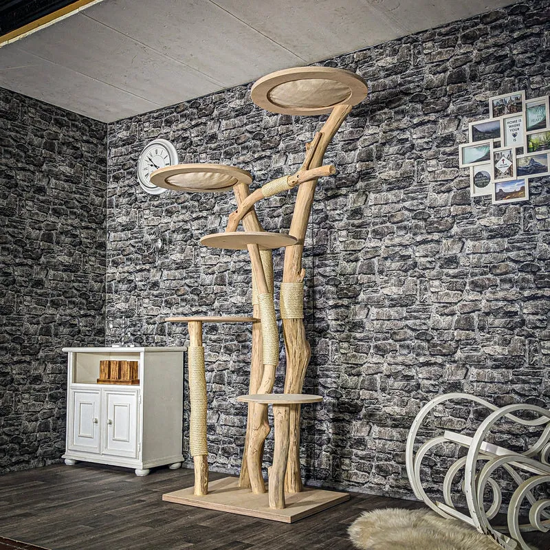 Naturkratzbaum 3889 Kratzbaum Natur Holz Design 205 cm hoch Katzenbaum