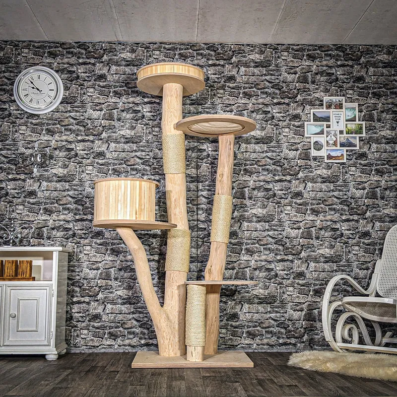 Naturkratzbaum 3888 Kratzbaum Natur Holz Design 204 cm hoch Katzenbaum