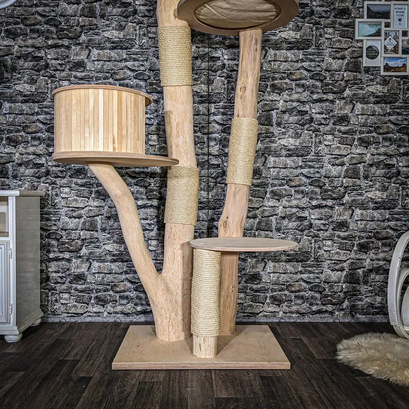 Naturkratzbaum 3888 Kratzbaum Natur Holz Design 204 cm hoch Katzenbaum