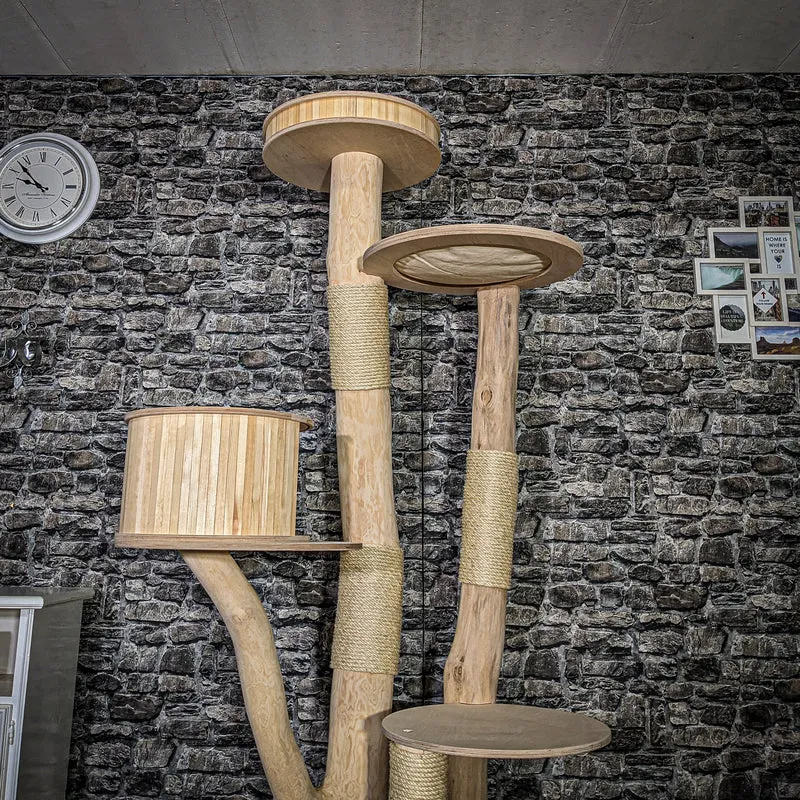 Naturkratzbaum 3888 Kratzbaum Natur Holz Design 204 cm hoch Katzenbaum