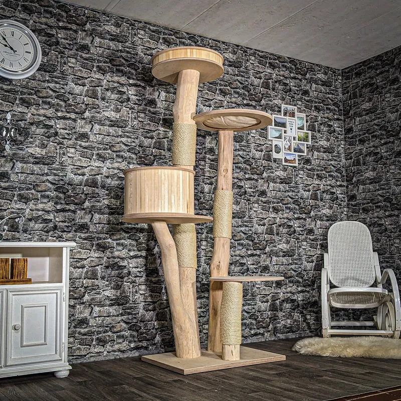 Naturkratzbaum 3888 Kratzbaum Natur Holz Design 204 cm hoch Katzenbaum