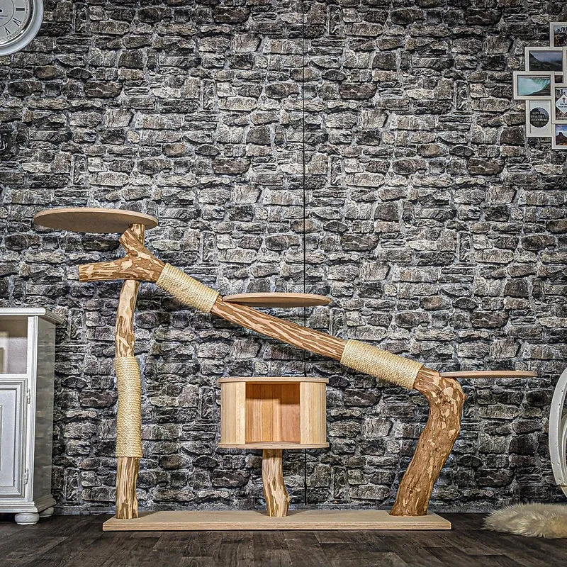Naturkratzbaum 3887 Kratzbaum Natur Holz Design 112 cm hoch Katzenbaum