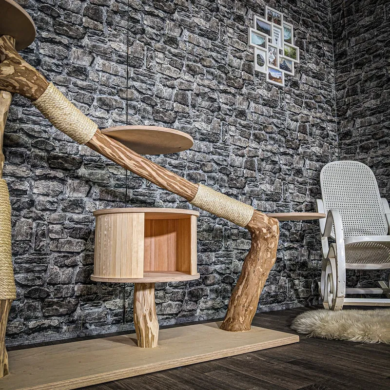Naturkratzbaum 3887 Kratzbaum Natur Holz Design 112 cm hoch Katzenbaum