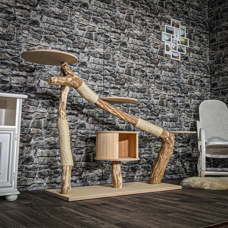 Naturkratzbaum 3887 Kratzbaum Natur Holz Design 112 cm hoch Katzenbaum