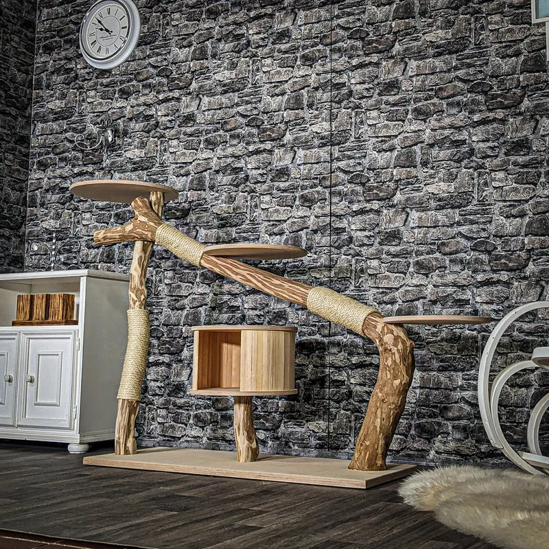 Naturkratzbaum 3887 Kratzbaum Natur Holz Design 112 cm hoch Katzenbaum