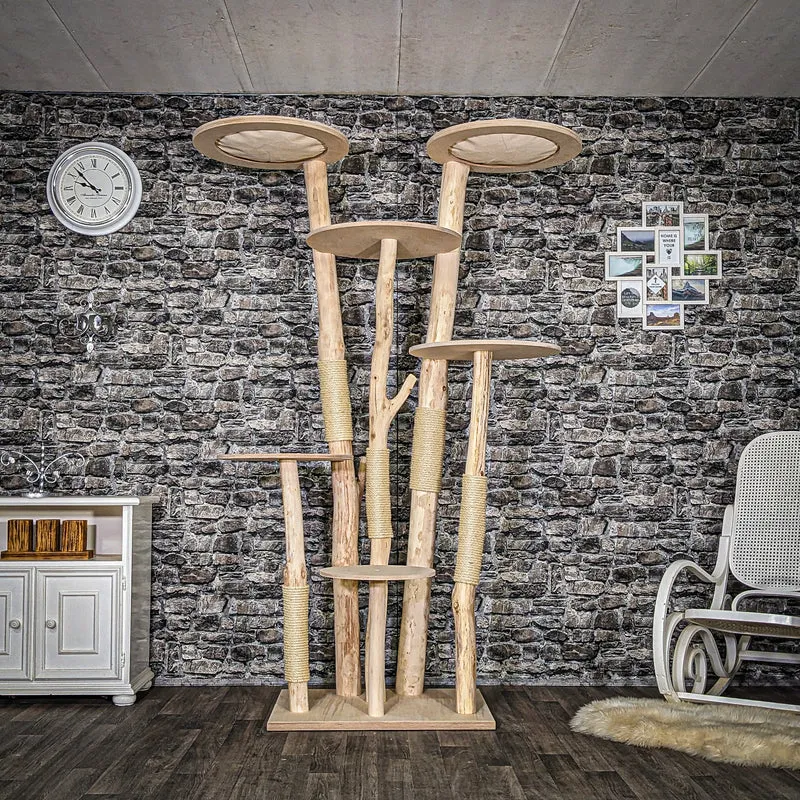 Naturkratzbaum 3885 Kratzbaum Natur Holz Design 210 cm hoch Katzenbaum