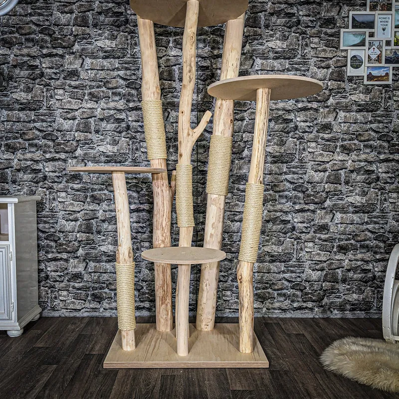 Naturkratzbaum 3885 Kratzbaum Natur Holz Design 210 cm hoch Katzenbaum
