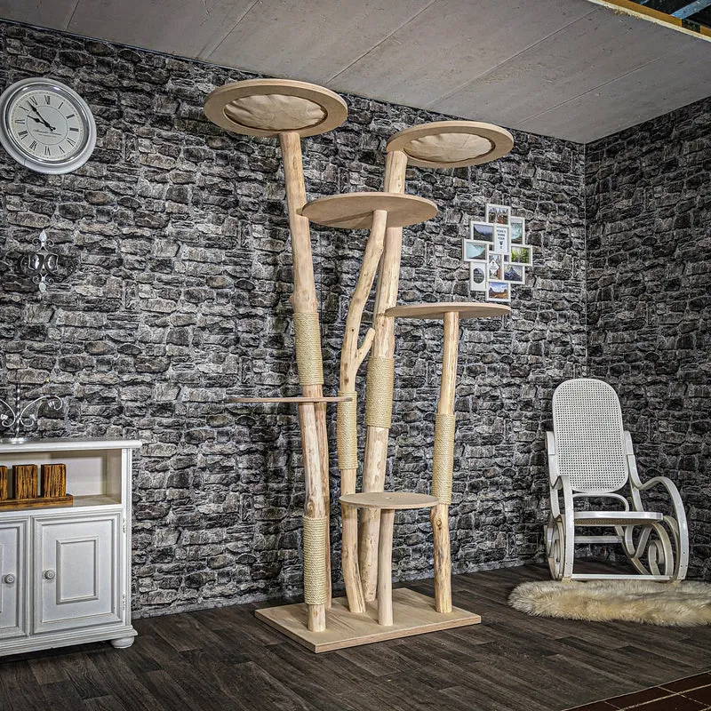 Naturkratzbaum 3885 Kratzbaum Natur Holz Design 210 cm hoch Katzenbaum
