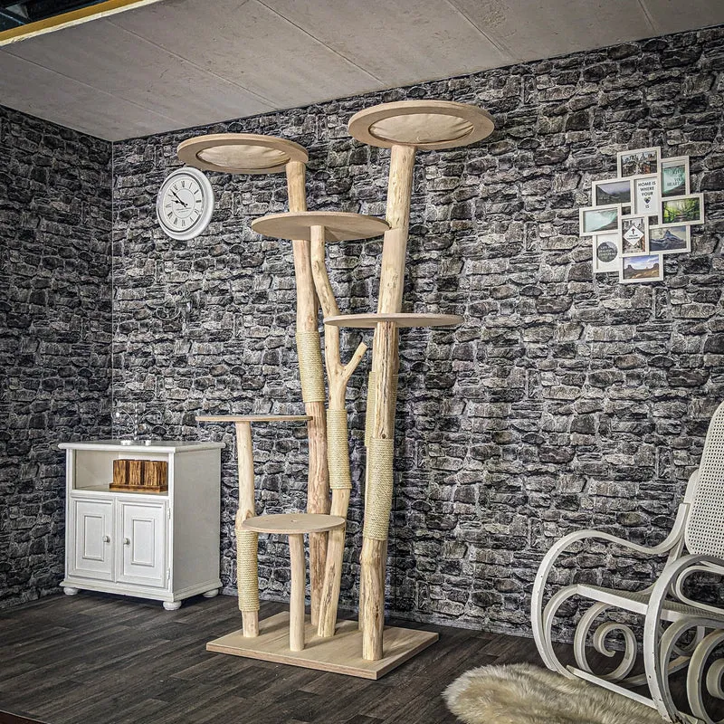 Naturkratzbaum 3885 Kratzbaum Natur Holz Design 210 cm hoch Katzenbaum