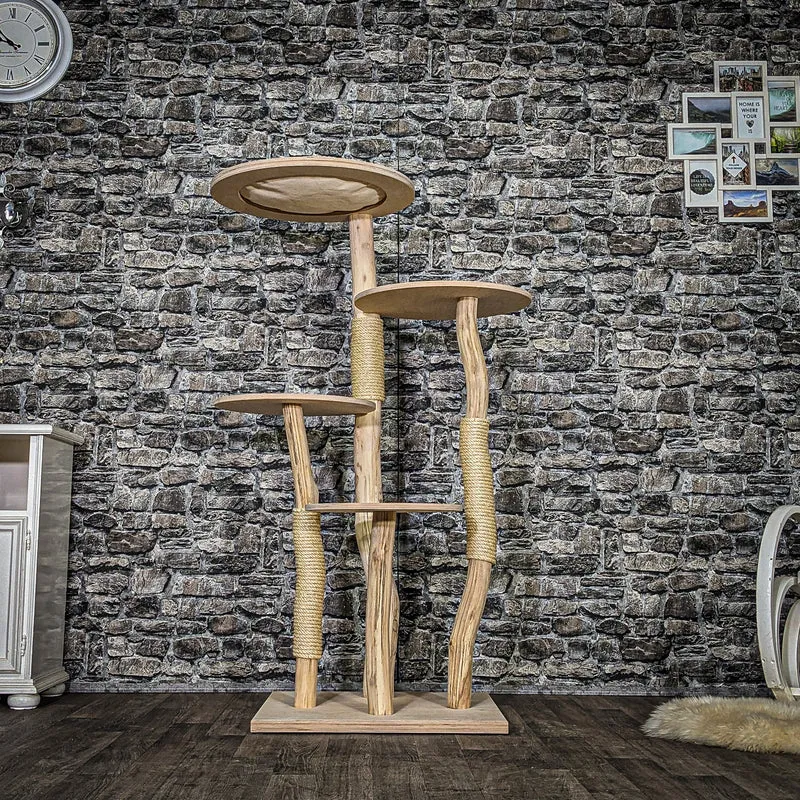 Naturkratzbaum 3884 Kratzbaum Natur Holz Design 145 cm hoch Katzenbaum