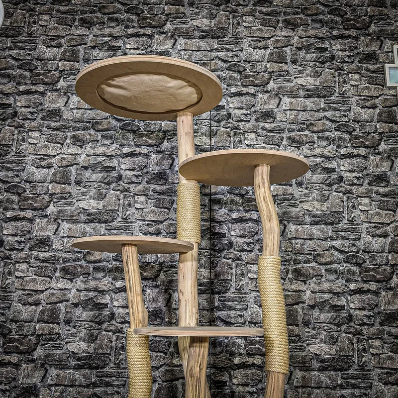 Naturkratzbaum 3884 Kratzbaum Natur Holz Design 145 cm hoch Katzenbaum