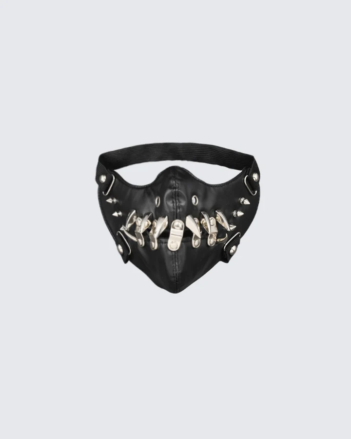 Punk Metal Rivet Leather Face Mask