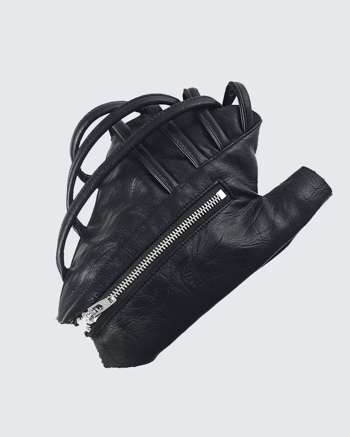 Gothic Punk Lace-Up Fingerless Faux Leather Gloves