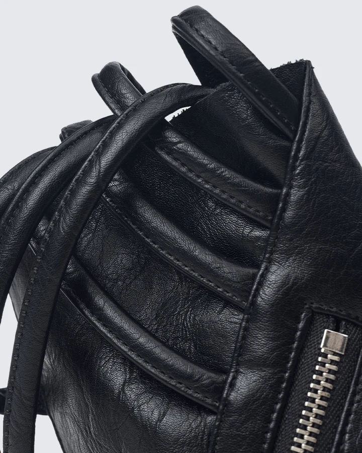 Gothic Punk Lace-Up Fingerless Faux Leather Gloves