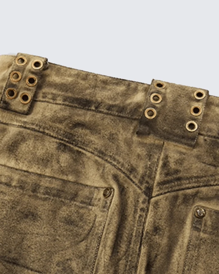 Tactical Textured Wide-Leg Cargo Pants