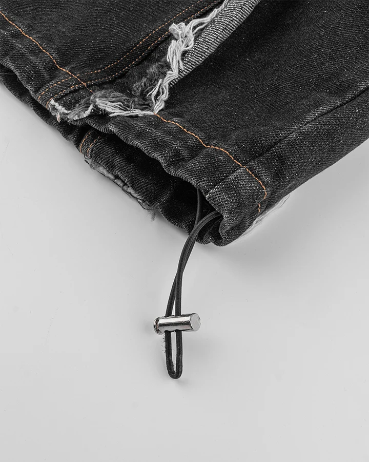 Frayed Patchwork Wide-Leg Denim Pants